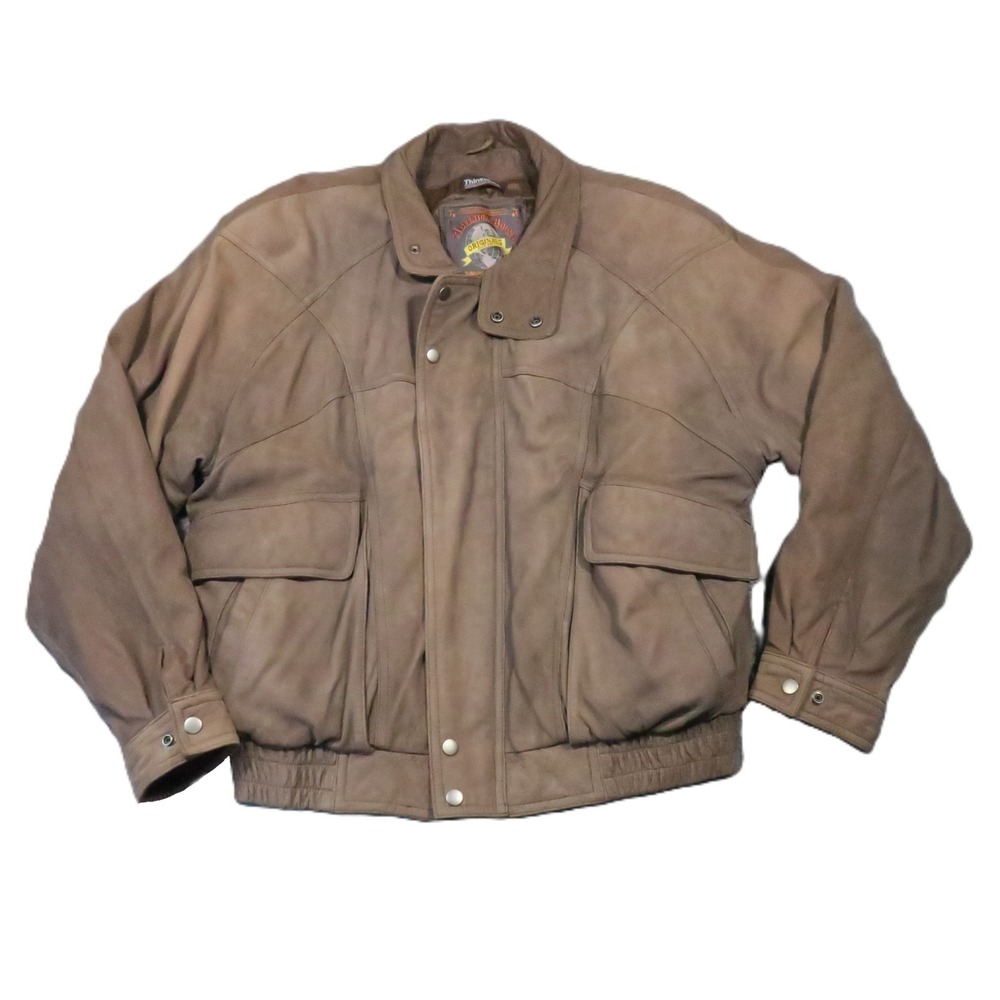 Adventure Bound Leather Bomber Jacket L Brown Thinsulate Flight Vintage Grunge